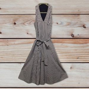 Talbots Blue & White Striped Belted Halter Dress
